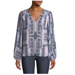 Nanette Lepore Lilac Exhale Print Blouse Size XS